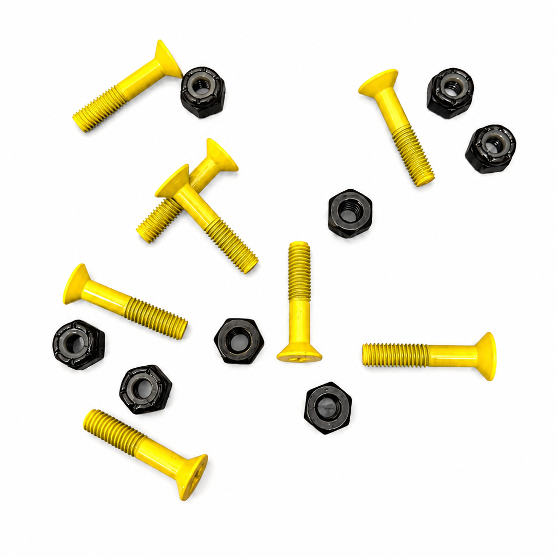 Blank Yellow Skateboard Hardware 1" - Black Nuts
