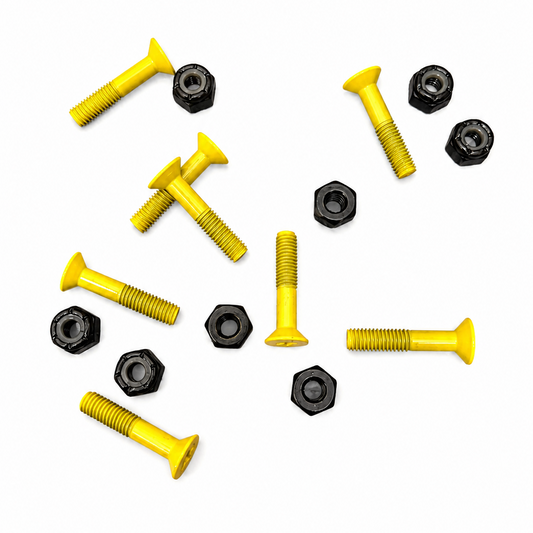 Blank Yellow Skateboard Hardware 1" - Black Nuts