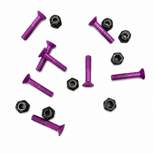 Blank Purple Skateboard Hardware 1" - Black Nuts