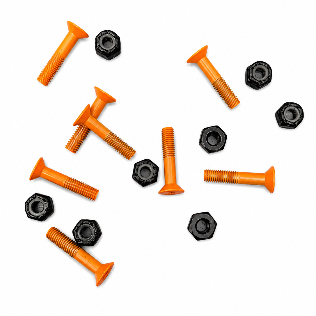 Blank Orange Skateboard Hardware 1" - Black Nuts