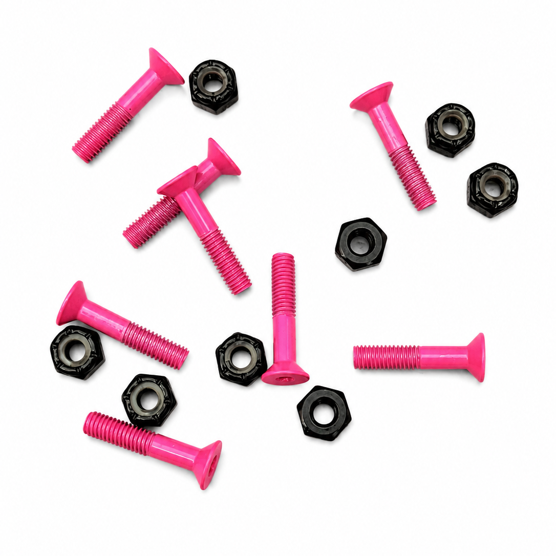 Blank Pink Skateboard Hardware 1" - Black Nuts