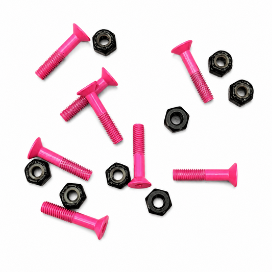 Blank Pink Skateboard Hardware 1" - Black Nuts